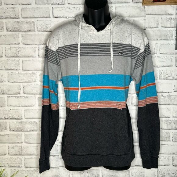 Billabong Striped Long Sleeve Hoodie Shirt Top Size Small Surfer Beach - Picture 1 of 6